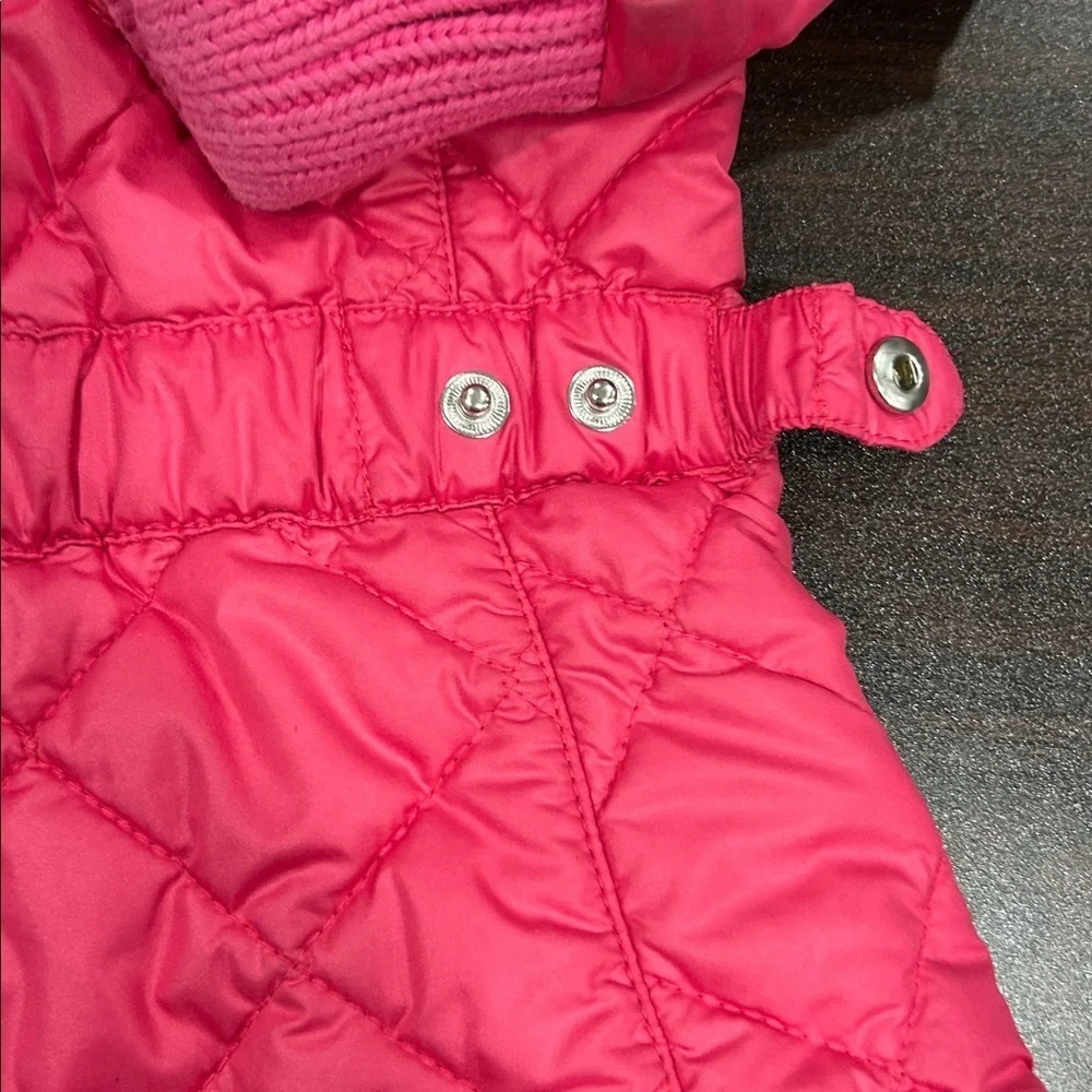 Ralph Lauren Quilted Jacket Pink Knit Collar Snap Front 3T